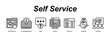 © galangfr - Self Service banner web icon vector illustration concept with an icon of Self Service, Knowledge Base, Help, Portal, Account, Support, Training