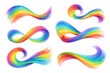 © Md - Vibrant Rainbow Gradient Flow Set Isolated on White Background. Colorful Wave Ribbons with Dynamic Brush Strokes, Infinity Loops, and Spirals for Creative Graphic Design and Abstract Art Projects.