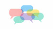 © jamaika - A cluster of overlapping, semi-transparent speech bubbles in pastel colors against a white background