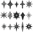 © Ziaur - collection of geometric star and cross symbols flat design vector illustration
