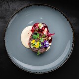 Gourmet Fine Dining Dish on Dark Slate Plate