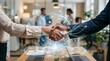© Taufiq0825 - Business Partnership Handshake with Digital Network Overlay Technology Integration.