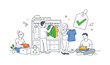 © Mihail - Sustainable fashion wardrobe planning scenario showing individuals organizing a minimal and eco-conscious clothing collection at home, with a wardrobe and a single