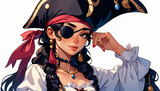 Coole Piratin mit Augenklappe im Anime Design