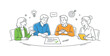 © Svitlana - Business meeting professional scene showing a small group of colleagues discussing ideas and making decisions around a shared table in a modern office environment, with a