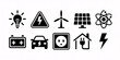 © Syed - A collection of black and white icons representing various forms of energy and electricity