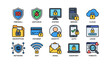 © Cali6ro - Security and encryption icons arranged in grid on white background