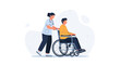 © Harley - Nurse pushing patient in wheelchair, healthcare concept, medical assistance, disability support
