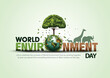 © Arun - world environment day poster. green plant and globe. abstract vector illustration design.