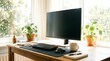 © Iftekharul Islam - A well-organized home office workspace with a computer and plants