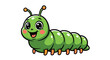 © Hafid - A cute cartoon caterpillar with big eyes and orange antennae is smiling