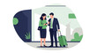 © Rizky - Business People With Luggage Using Mobile Phones.