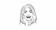© Dia - Line art of a woman with bobbed hair, eyes closed, and mouth open laughing