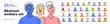 © Good Studio - Colored abstract face avatars, diverse people set. Head portraits of happy smiling men and women characters, drawn user profiles in modern style. Flat vector illustration isolated on white background