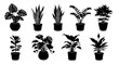 © Indah - Collection of potted houseplant silhouettes, various indoor greenery elements