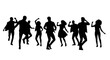 © Rabbe - A diverse group of silhouetted people dancing together in celebration isolated on transparent background, Vector