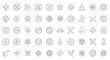 © pamit - Microscopic organisms and virus cells line art icon set.