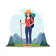 © zayanindra - Woman hiker with backpack and trekking pole in mountains