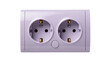 © Elena - Gray plastic double electrical outlet with round sockets and screw