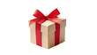 © Miguel - Kraft cardboard gift box tied with bright red satin ribbon