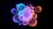 © Rahela2Studio - A vibrant cluster of colorful bubbles floating in a dark space
