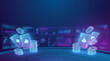 © Aurora Aesthetics - online casino background gambling neon digital gaming poker chips cards futuristic blue glowing chips and cards create an immersive virtual casino backdrop for apps websites overlays and promo screens