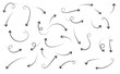 © MehaCreates  - Hand Drawn Sketchy Arrow Set with Swirls and Curves in Doodle Style