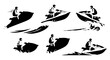 © MdAmzad - Jet skiing water sport vector set with riders on personal watercraft isolated for summer adventure design