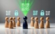 © YiuCheung - Leader unlocks QR codes with green light revealing secure digital