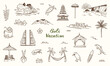 © gurlinthetri - summer vibes vacation travel Bali doodle hand drawing sketch elements collection set