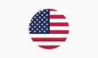 © Naim01 - Vibrant circular graphic of the United States flag, featuring iconic stars and stripes, symbolizing patriotism and national pride, isolated on a light grey background.