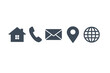 © Kayden - Set of Contact Icons for Web and Print Design Featuring Home, Phone, Email, Location Pin, and Website Globe Symbols in a Simple Flat Minimalist Style Vector Illustration for Business Projects