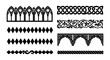 © Shakila - Gothic architectural borders and vintage decorative dividers, black silhouette ornamental frames, medieval celtic knot and floral vector elements