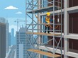 © Anat art - Construction Worker on Scaffold Performing Safety Tasks at a Busy Construction Site in City Setting During Daylight Hours