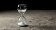 © Kathy - Classic glass hourglass measuring the slow and endless passage of fine white sand, resting firmly on a textured stone surface, sand, simplicity, surface