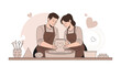 © Titus - Couple Making Pottery Together, Crafting Heart Shaped Vase, Romantic Activity
