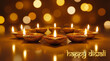 © Neo GT - Happy Diwali Greeting with Traditional Diyas and Glowing Candle Lights on Festive Background. Happy Diwali celebration background.