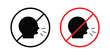 © Pop - No talking sign. Line and glyph solid vector collection.