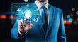 © Meraj Hossain - Businessman interacting with a digital interface representing corporate governance, compliance, transparency, and responsibility concepts