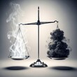 © azi - Scales of justice balancing white light and dark smoke