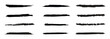 © Articurve - Black grunge brush stroke set. Artistic ink paint underlines and rough divider lines for layout design.