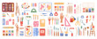 © Moonnoon - Colorful flat art craft supplies set isolated on white. Fun stationery and painting tools doodle objects. Watercolor brush, pencil, and paint supply suit creative school class children study,