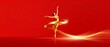 © yan - Ballerina in golden pose against red background