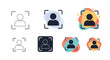 © Arif - Collection of user profile icons combined with facial recognition focus frames presented in various outline, filled, and colorful graphic styles.