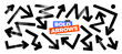 © Anastasiia Hevko - Bold and thick grunge straight and zigzag arrows. Hand drawn vector png bold brush drawn arrows. Vector inky illustration. Gold geometric lines and shapes. Folded zigzag lines in different direction.