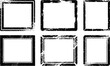 © PixelHarvest - Set of six square grunge frames vector illustration on transparent background.
