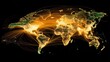 © sam - Illuminated continents display dense global network connections across a dark background