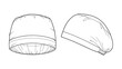 © Kanishka - Clean White Medical Scrub Cap Line Art Vector Illustration, Essential Headwear for Healthcare Professionals, Nurses, and Doctors, Isolated on a White Background.