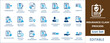 © icon_solution - Insurance claim process icon set featuring policy document, claim review, rejection, approval, damage assessment, incident report, risk management, and medical claim symbols.