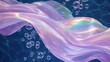 © Yka - 暗い水中で波打つオーロラカラーのシアーな布と浮かぶ気泡